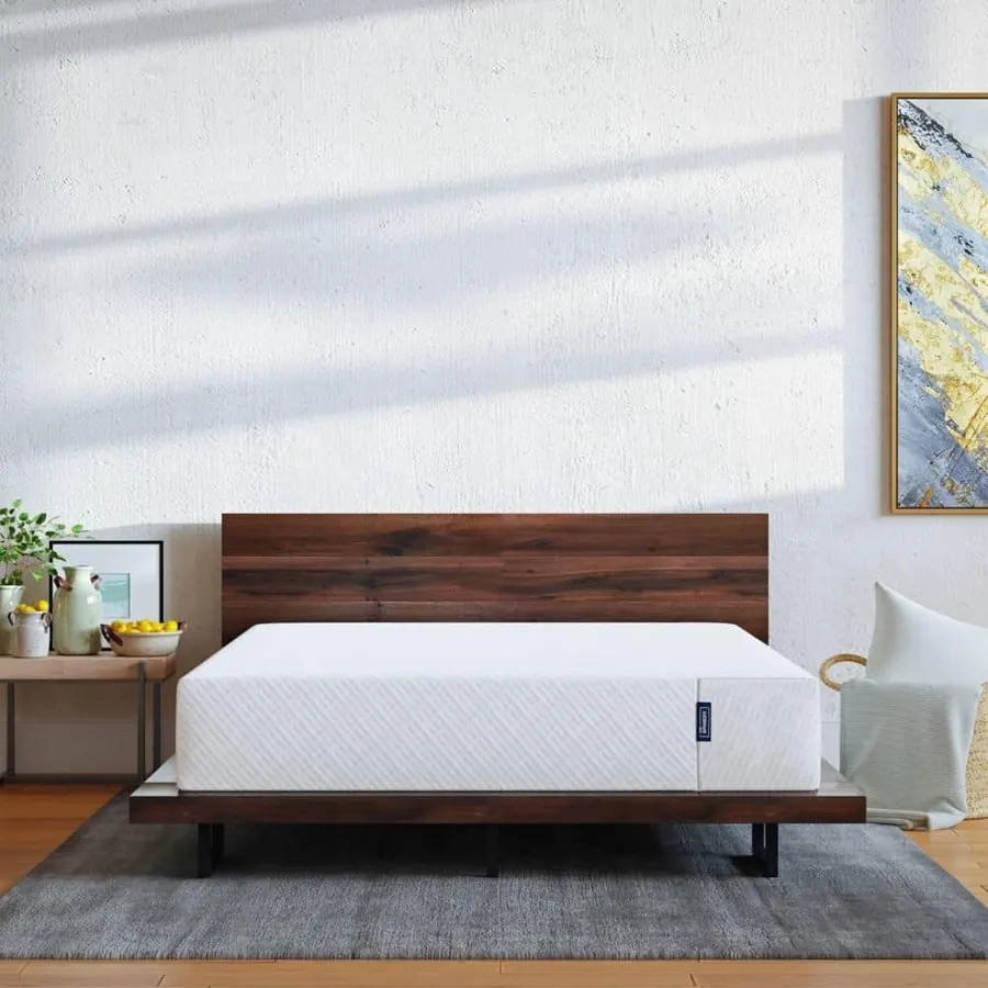 The Spinery natural latex mattress on a wood bed frame